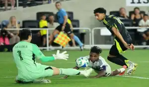 Columbus Crew and Atlanta United players in action during MLS game on June 25th 2025