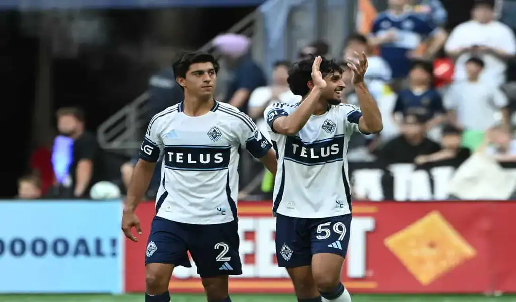 Vancouver Whitecaps FC players celebrate during game against Columbus Crew, June 14th 2025