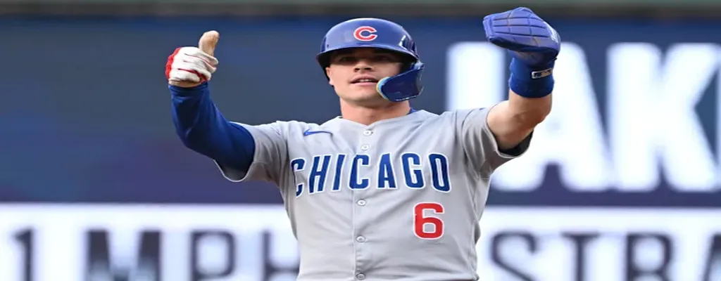 Houston Astros vs Chicago Cubs Picks and Predictions June 27th 2025 2 Chicago Cubs player gives a thumbs-up during a game in full uniform