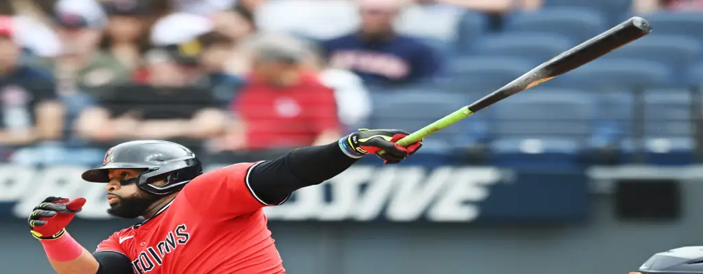 Cleveland Guardians vs Toronto Blue Jays Picks and Predictions June 26th 2025 3 Cleveland Guardians player swinging the bat after a powerful hit during a baseball game