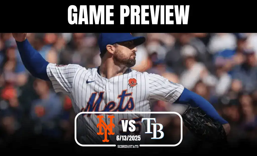 A New York Mets pitcher delivers a pitch during a game preview against the Tampa Bay Rays on June 13, 2025.