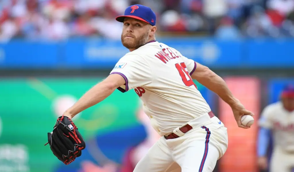 Philadelphia Phillies pitcher throws a pitch during MLB game against New York Mets on June 20th 2025