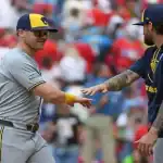 Milwaukee Brewers players celebrate post-game following matchup against Cincinnati Reds on June 2, 2025
