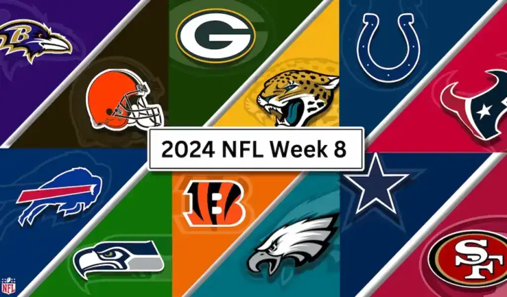 Logos de equipos destacados de la NFL para los partidos de la Semana 8 de la temporada 2024