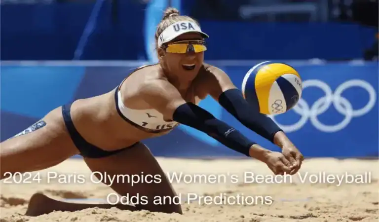 Jugadora de vóley playa de Estados Unidos en acción durante los Juegos Olímpicos de París 2024