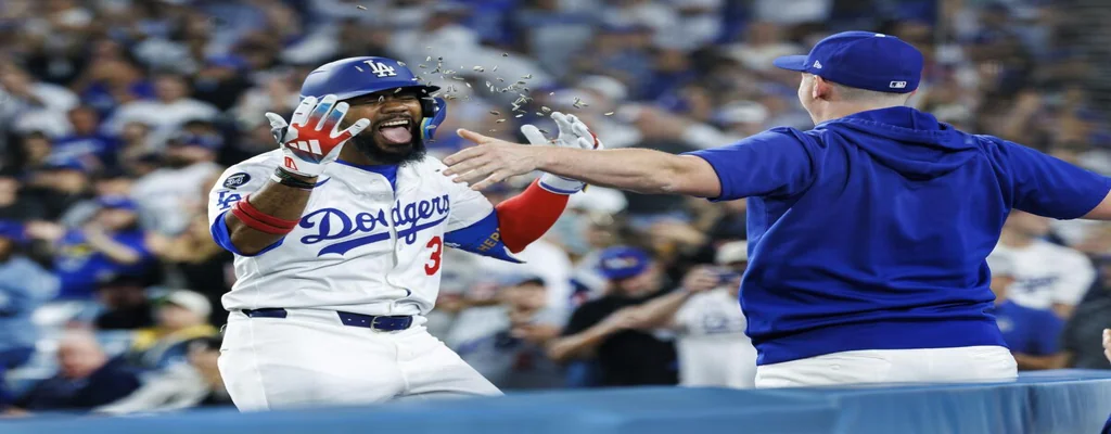 Los Angeles Dodgers vs San Diego Padres Picks and Predictions June 18th 2025 3 Los Angeles Dodgers player in white uniform celebrates during an MLB game