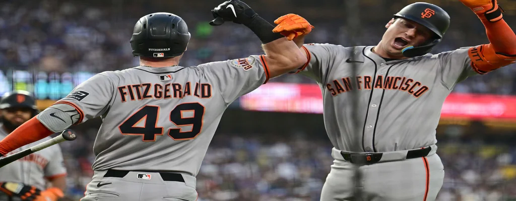 San Francisco Giants vs Boston Red Sox Picks and Predictions June 20th 2025 3 San Francisco Giants players in gray uniforms celebrate during an MLB game