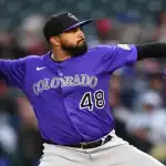 Colorado Rockies pitcher throws during game against Miami Marlins on June 2, 2025