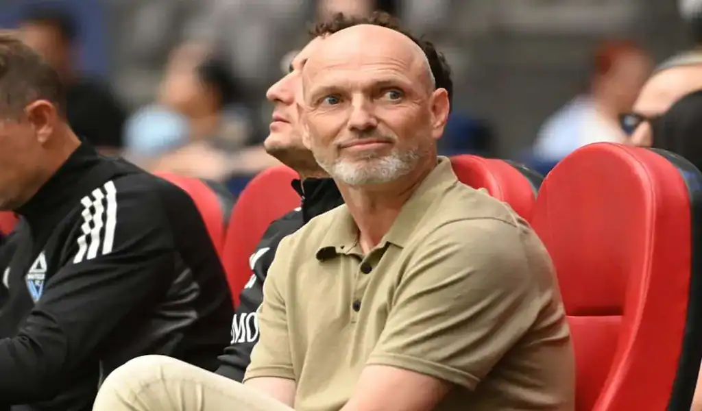 Vancouver Whitecaps FC coach sitting on the bench before the match against Colorado Rapids