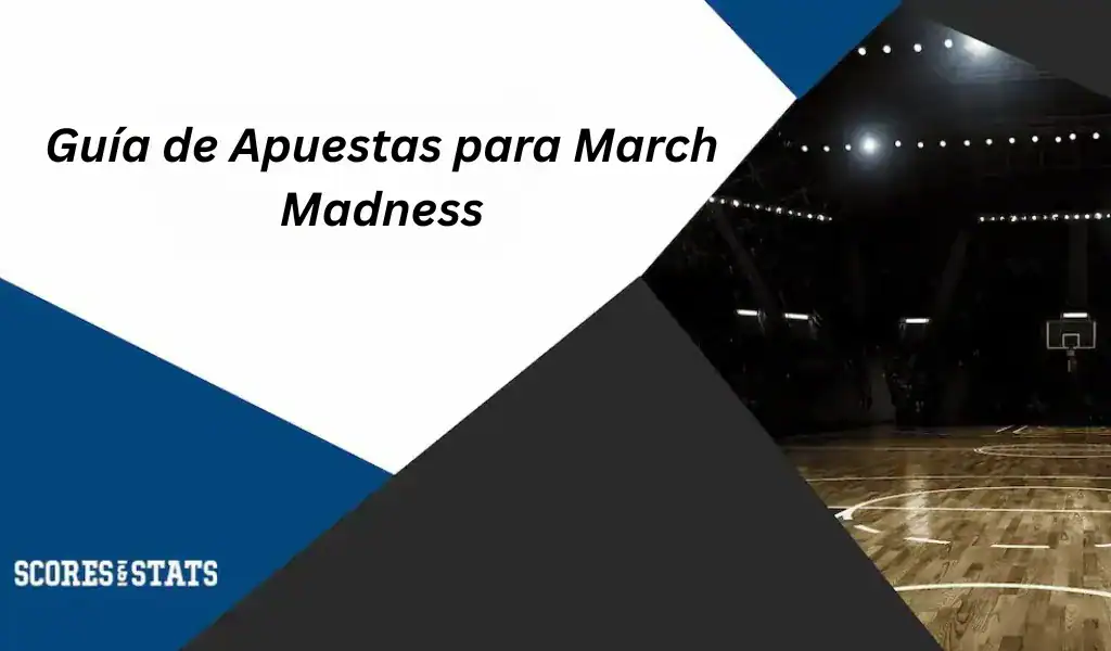 Cancha de baloncesto iluminada representando una guía de apuestas para March Madness