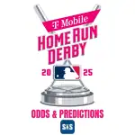 Logo for the T-Mobile Home Run Derby 2025 featuring crossed bats, a trophy, and text for "Odds & Predictions" from S&S.