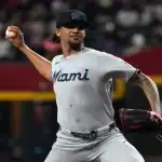 Miami Marlins pitcher in action vs Twins on July 3rd, 2025