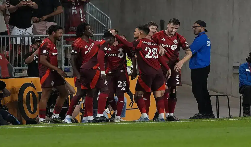 Toronto FC players celebrate a goal during match against New York City FC on July 3rd 2025
