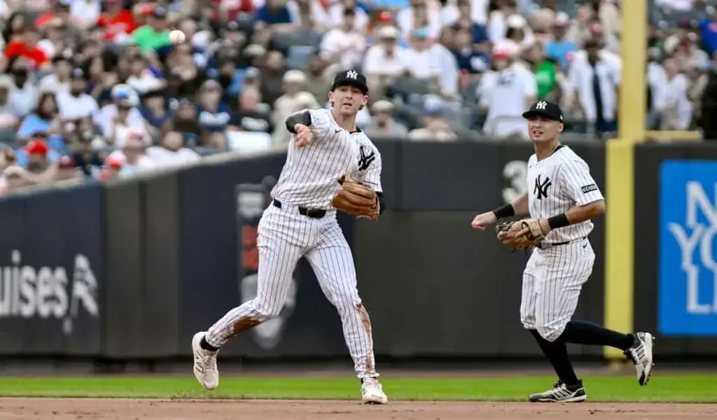 Yankees infielders in action vs Rays during July 28 2025 game