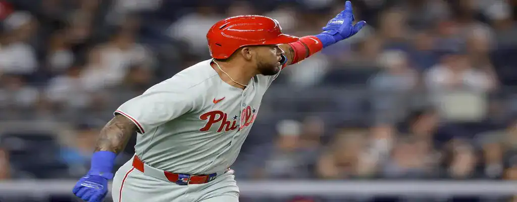New York Yankees vs Philadelphia Phillies Picks and Predictions July 27th 2025 2 Philadelphia Phillies player celebrating after a powerful hit during a game