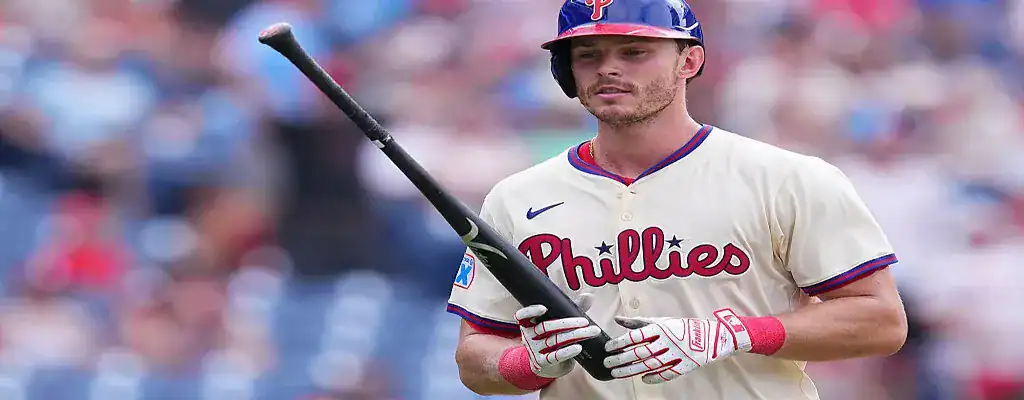 Philadelphia Phillies player holding a bat during a game
