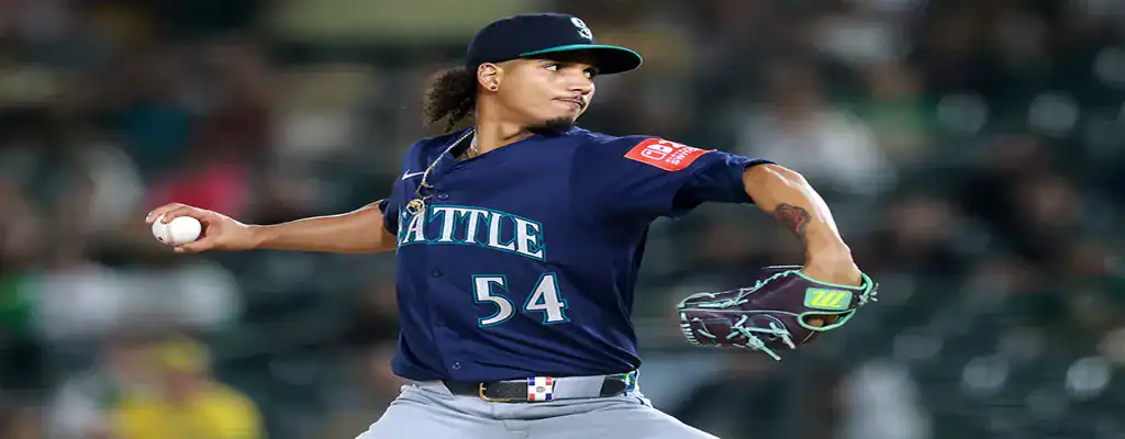 Seattle Mariners pitcher delivering a throw during a game