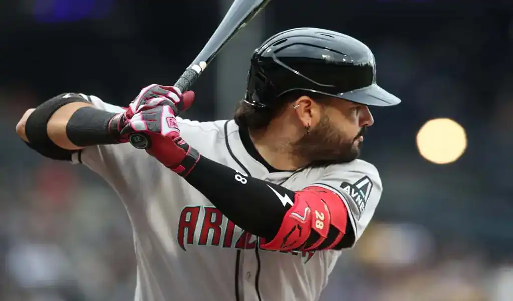 Arizona Diamondbacks batter prepares to swing during MLB game against Detroit Tigers.