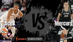 Las Vegas Aces and Phoenix Mercury WNBA matchup graphic featuring players from both teams ahead of their August 21, 2025 game.