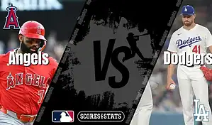 MLB game preview for Los Angeles Angels vs Los Angeles Dodgers on August 11, 2025, featuring team matchup graphics.