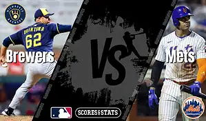 Milwaukee Brewers and New York Mets MLB matchup graphic featuring players from both teams ahead of their August 8, 2025 game.