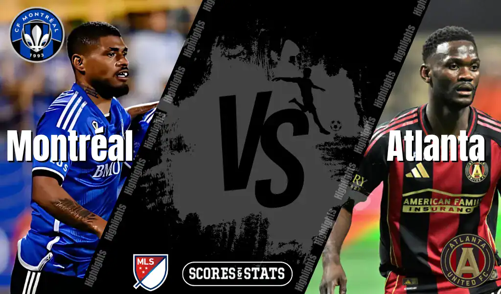 CF Montréal and Atlanta United MLS matchup graphic featuring players from both teams ahead of their August 9, 2025 game.