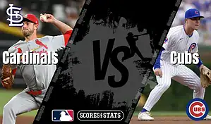 St. Louis Cardinals and Chicago Cubs MLB matchup graphic showing players from both teams ahead of their August 8, 2025 game.