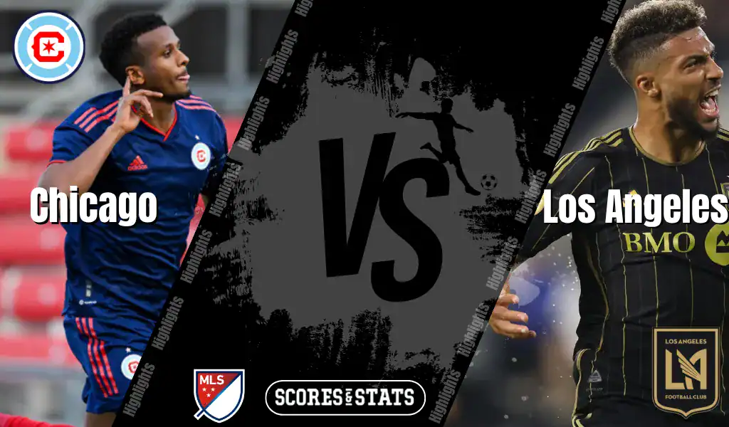 Chicago Fire FC and Los Angeles FC MLS matchup graphic featuring players from both teams ahead of their August 9, 2025 game.