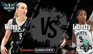 Dallas Wings player and New York Liberty player facing off in WNBA game promotion August 8th, 2025