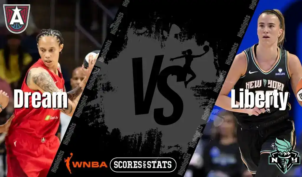 Atlanta Dream and New York Liberty players in action during their WNBA matchup on August 23, 2025.
