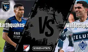 San Jose Earthquakes and Vancouver Whitecaps FC MLS matchup graphic featuring players from both teams ahead of their August 9, 2025 game.