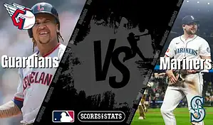 Split graphic featuring Cleveland Guardians and Seattle Mariners MLB players ahead of their matchup on August 29, 2025.