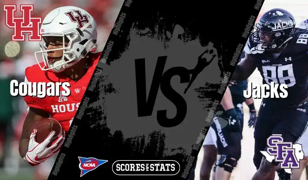 Houston Cougars face Stephen F. Austin Lumberjacks in NCAA football matchup on August 28, 2025.