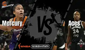 Phoenix Mercury and Las Vegas Aces players in action ahead of their August 15, 2025 WNBA matchup.