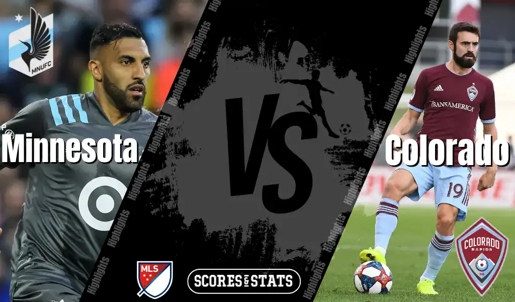 Minnesota United and Colorado Rapids MLS matchup graphic featuring players from both teams ahead of their August 10, 2025 game.