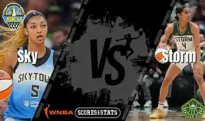 Chicago Sky player drives with the ball while Seattle Storm player defends in WNBA matchup graphic.
