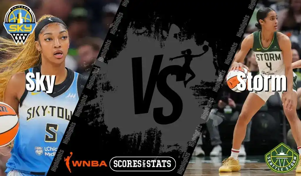 Chicago Sky player drives with the ball while Seattle Storm player defends in WNBA matchup graphic.