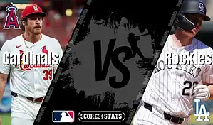 MLB game preview featuring St. Louis Cardinals vs Colorado Rockies with team players and logos for August 11th, 2025.