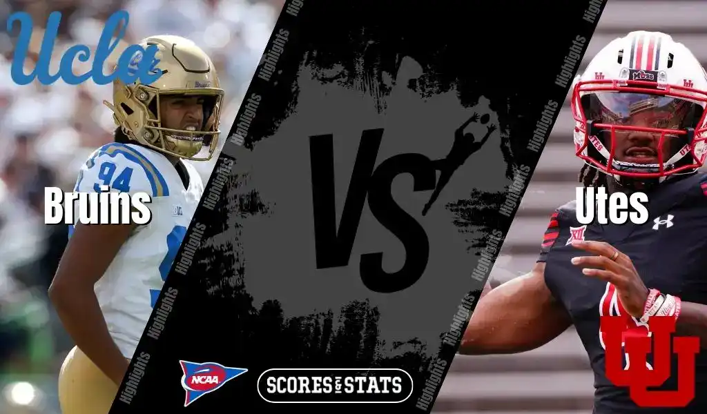 Betting on College Football Playoff 2 UCLA Bruins football player lined up against Utah Utes defender in anticipation of their NCAA matchup on August 30, 2025.