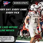 NCAA football matchup graphic showing Arizona State Sun Devils quarterback in maroon and yellow uniform facing Texas State Bobcats players in white uniforms, highlighting betting picks and predictions for September 13, 2025.