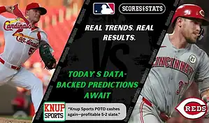 MLB matchup graphic featuring a St. Louis Cardinals pitcher in white uniform against a Cincinnati Reds batter in gray uniform, highlighting betting picks and predictions for September 16, 2025.