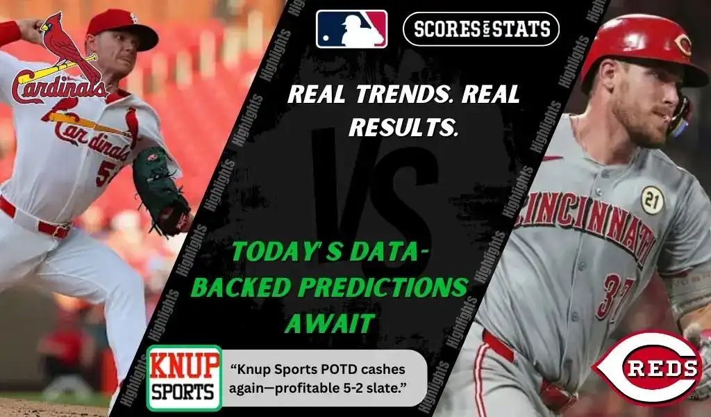 MLB matchup graphic featuring a St. Louis Cardinals pitcher in white uniform against a Cincinnati Reds batter in gray uniform, highlighting betting picks and predictions for September 16, 2025.