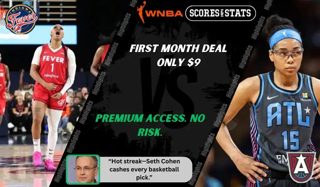 WNBA matchup graphic featuring an Indiana Fever player in red uniform celebrating against an Atlanta Dream player in black and blue uniform, highlighting betting picks and predictions for September 16, 2025.