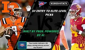 Illinois Fighting Illini quarterback preparing to throw against USC Trojans defense in NCAA football matchup, September 27, 2025.