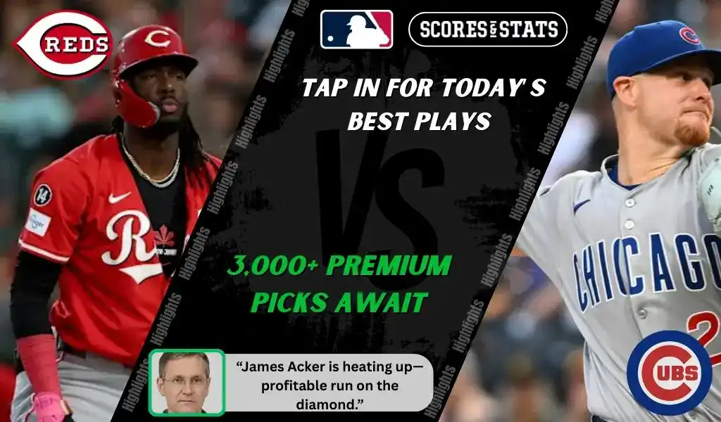 Cincinnati Reds player in red uniform faces off against a Chicago Cubs pitcher in gray during their September 18, 2025 MLB game.