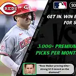 MLB matchup preview showing Cincinnati Reds player at bat and Chicago Cubs player celebrating ahead of September 20, 2025 picks and predictions.