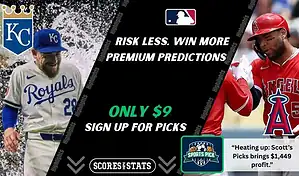 Kansas City Royals player in blue uniform and Los Angeles Angels player in red uniform facing off in MLB game matchup on September 3, 2025.