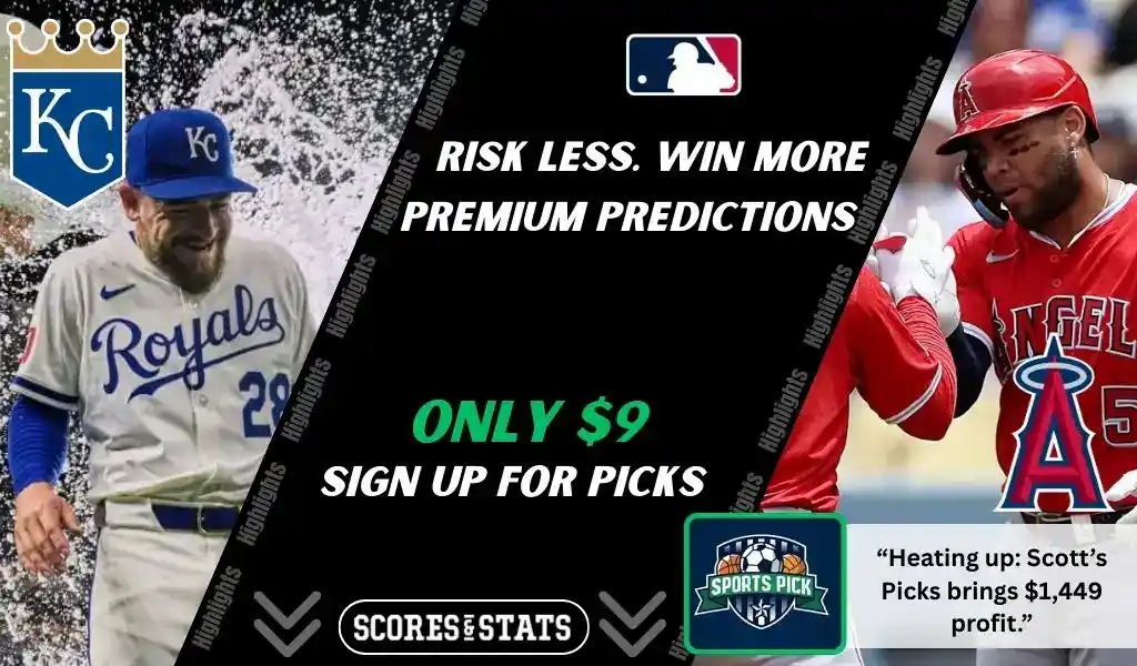 2 Kansas City Royals player in blue uniform and Los Angeles Angels player in red uniform facing off in MLB game matchup on September 3, 2025.