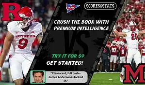 Rutgers Scarlet Knights quarterback in action against Miami (OH) RedHawks players during an NCAA football game preview for September 6, 2025.