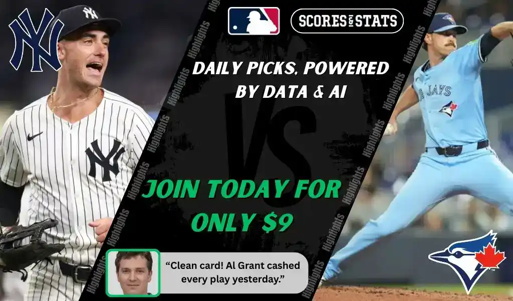 3 New York Yankees face Toronto Blue Jays in an MLB matchup on September 7, 2025, featuring action shots of players from both teams.